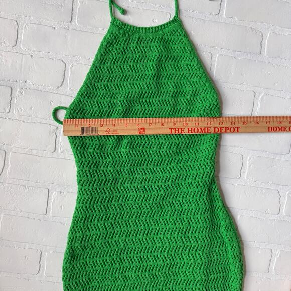 Privee Label Women's Green Crochet Maxi Open Back Fitted Dress sz M - Picture 7 of 8